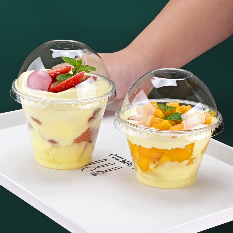 Dessert Cups Disposable Round Double Skin Milk Mousse Cup Pudding Jelly Tiramisu Dessert Transparent Cup with Lid