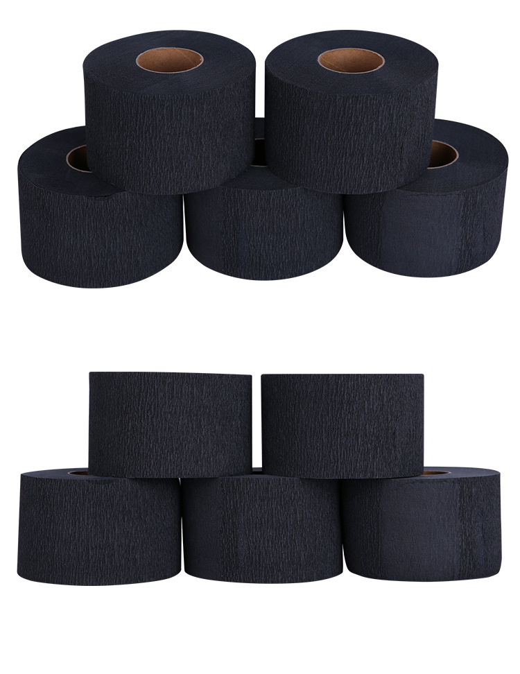 Professional Salon Black Stretchy Neck Roll Paper 80Pcs/Roll Disposable Neck Ruffles Paper for Barber Shop