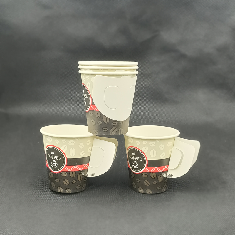 7oz/8oz/9oz Eco-Friendly 210ml/240ml/270ml Custom Printed Paper Cup Disposable Paper Coffee Cup with Handle