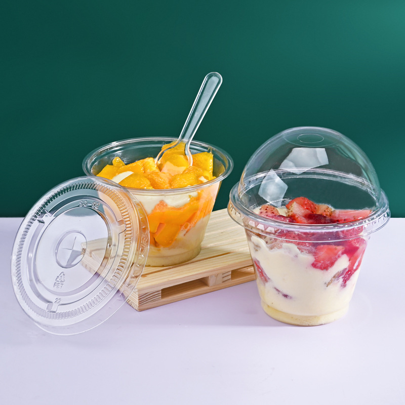 Dessert Cups Disposable Round Double Skin Milk Mousse Cup Pudding Jelly Tiramisu Dessert Transparent Cup with Lid