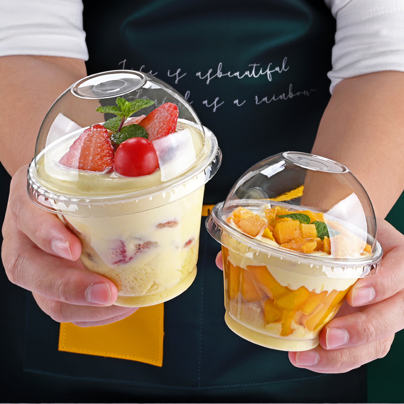 Dessert Cups Disposable Round Double Skin Milk Mousse Cup Pudding Jelly Tiramisu Dessert Transparent Cup with Lid