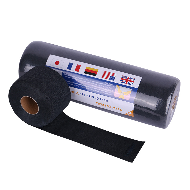 Professional Salon Black Stretchy Neck Roll Paper 80Pcs/Roll Disposable Neck Ruffles Paper for Barber Shop