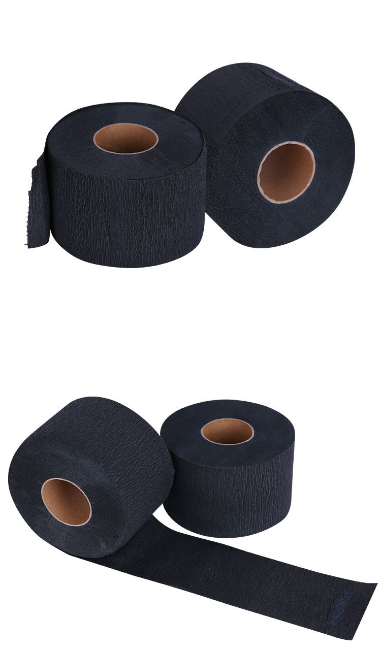 Professional Salon Black Stretchy Neck Roll Paper 80Pcs/Roll Disposable Neck Ruffles Paper for Barber Shop