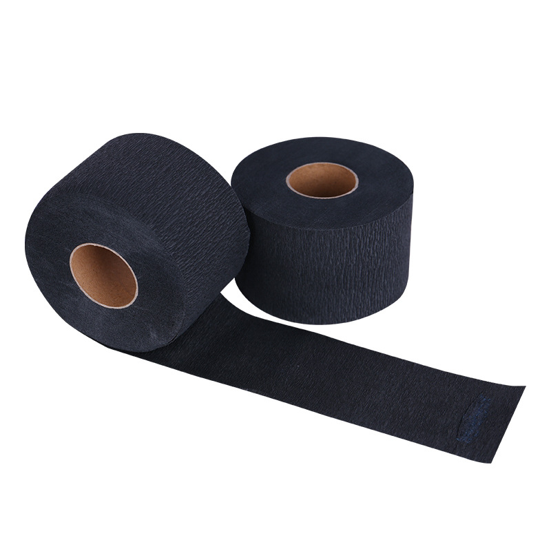 Professional Salon Black Stretchy Neck Roll Paper 80Pcs/Roll Disposable Neck Ruffles Paper for Barber Shop