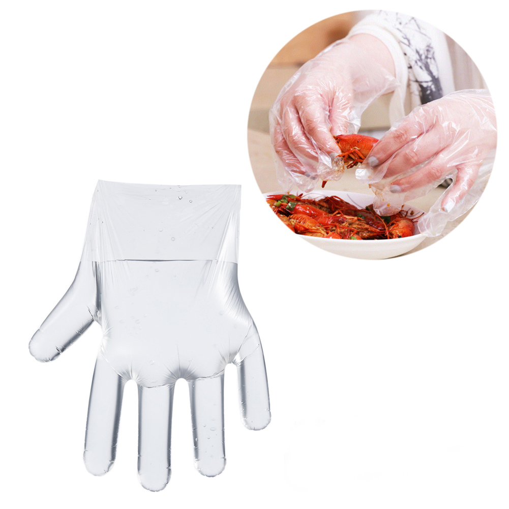 Disposable HDPE Food Handling Long Cuff Poly Gloves, One Size Fits Most 