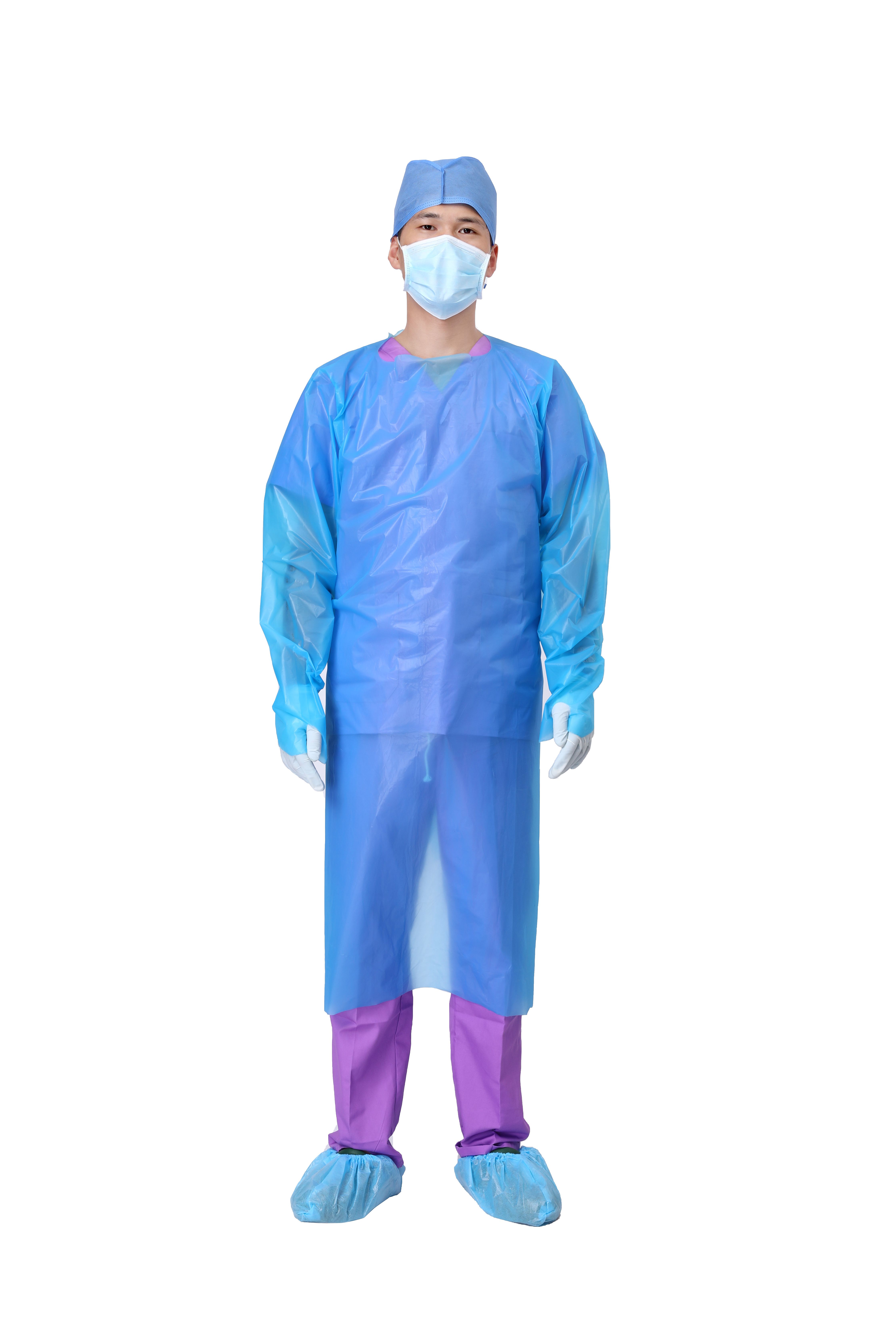 Polyethylene Disposable, Non-Surgical Isolation Gowns, Blue, 