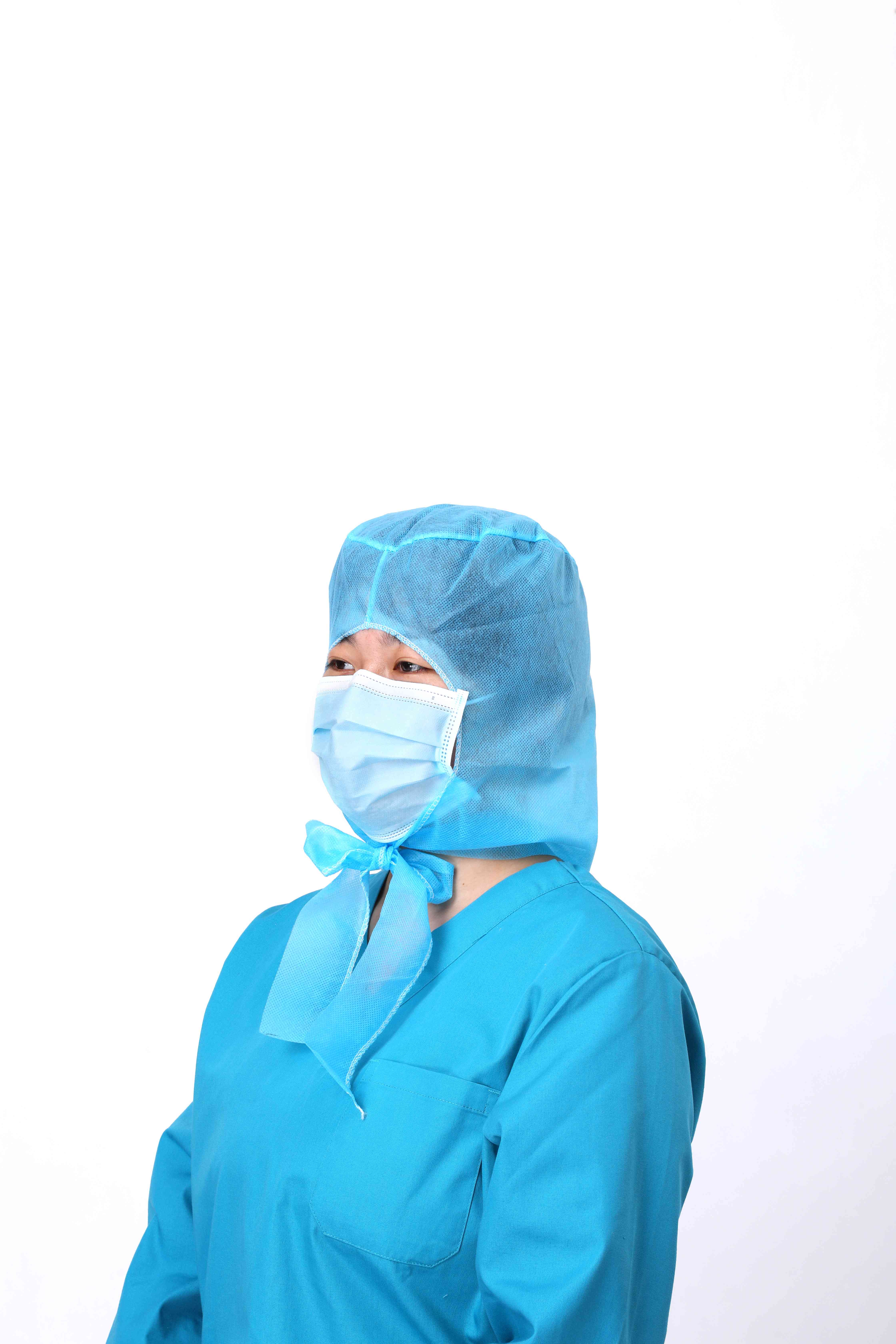  Disposable Hood Caps with Tie Band, 20 Gsm Polypropylene Hooded Caps, Well-Ventilated Disposable Bouffant Hoods