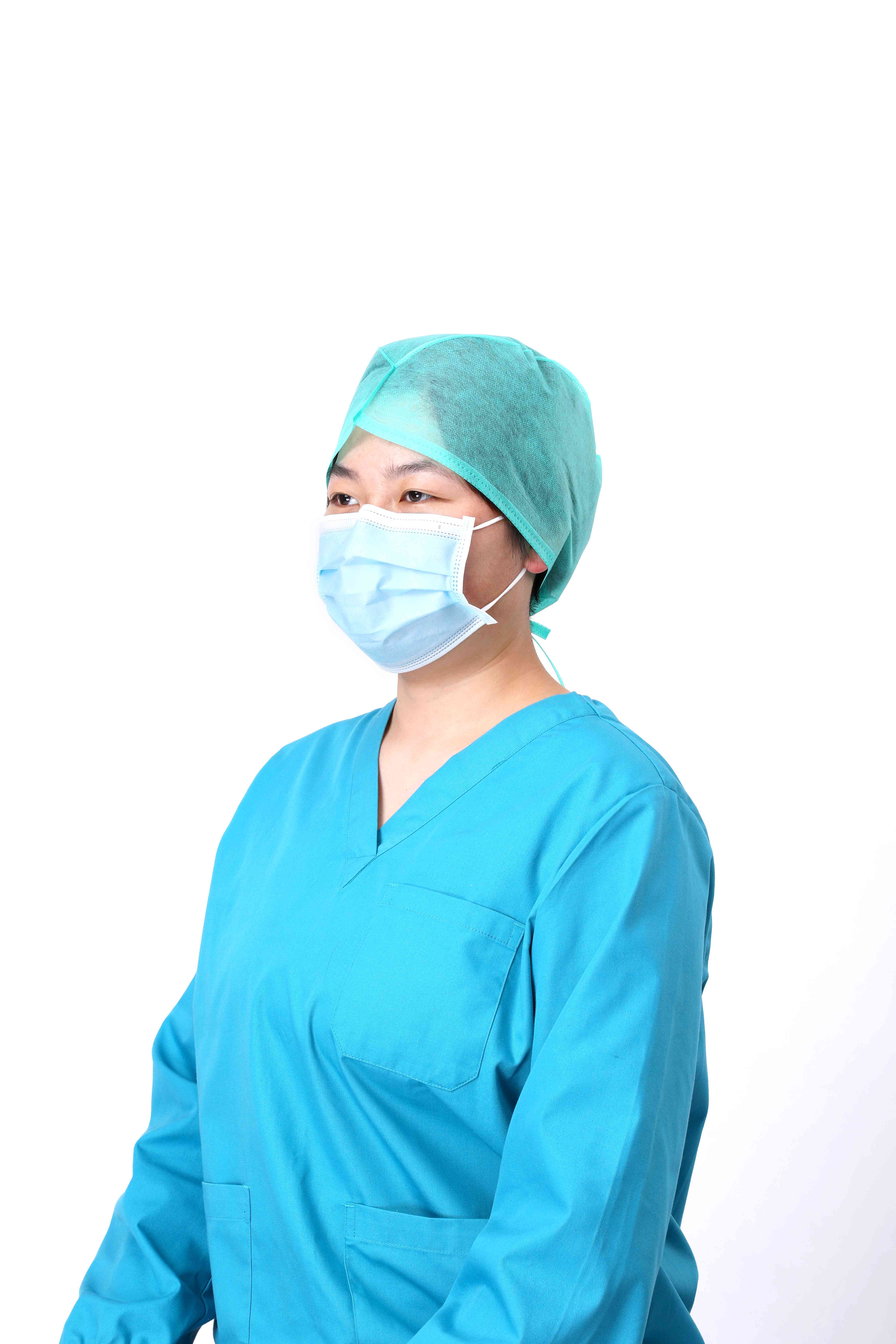 Disposable Working Caps Unisex Blue Surgical Scrub Dental Cap with Adjustable Tie Back