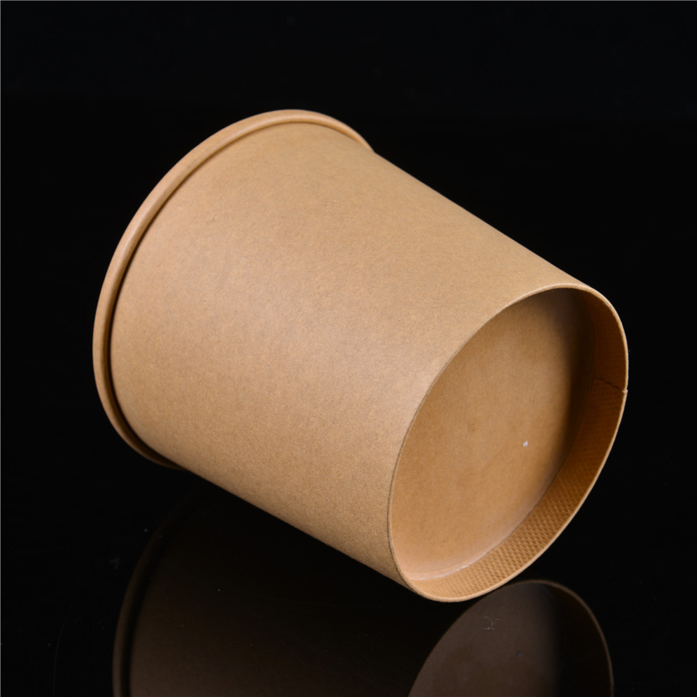 Biodegradable Disposable Customized Sturdy Kraft Paper Soup Bowl With Paper Lid Snacks Noodle Take Away Packaging Soup Cup