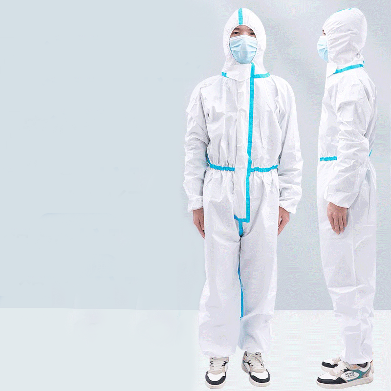 Hazmat Suit, Chemical Protective Coverall, Category III, Type A, Microporous Material, Taped Seams, Attached Hood, Elastic Wrists And Ankles, Zipper Front with Storm Flap, White, X-Large