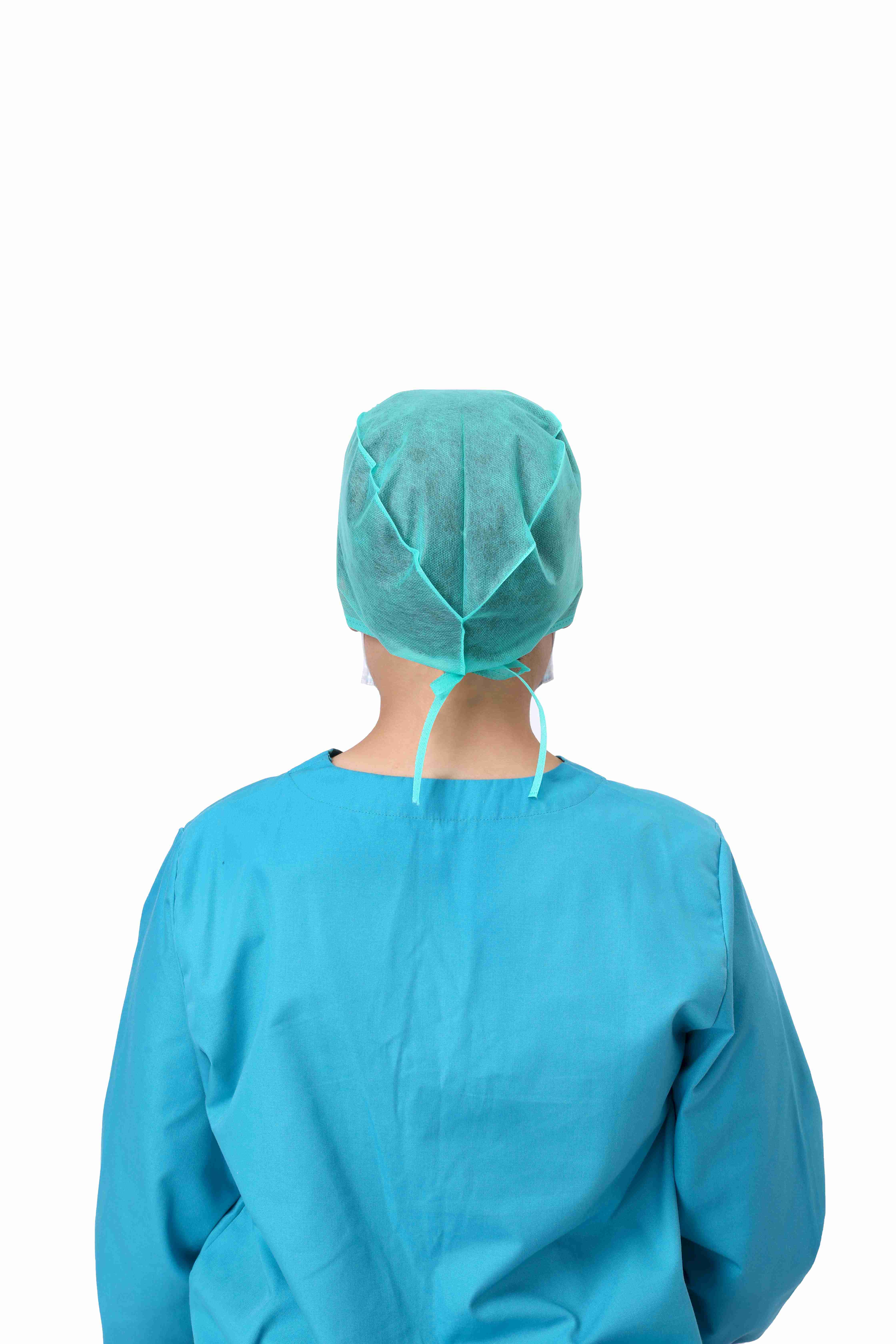 Disposable Working Caps Unisex Blue Surgical Scrub Dental Cap with Adjustable Tie Back