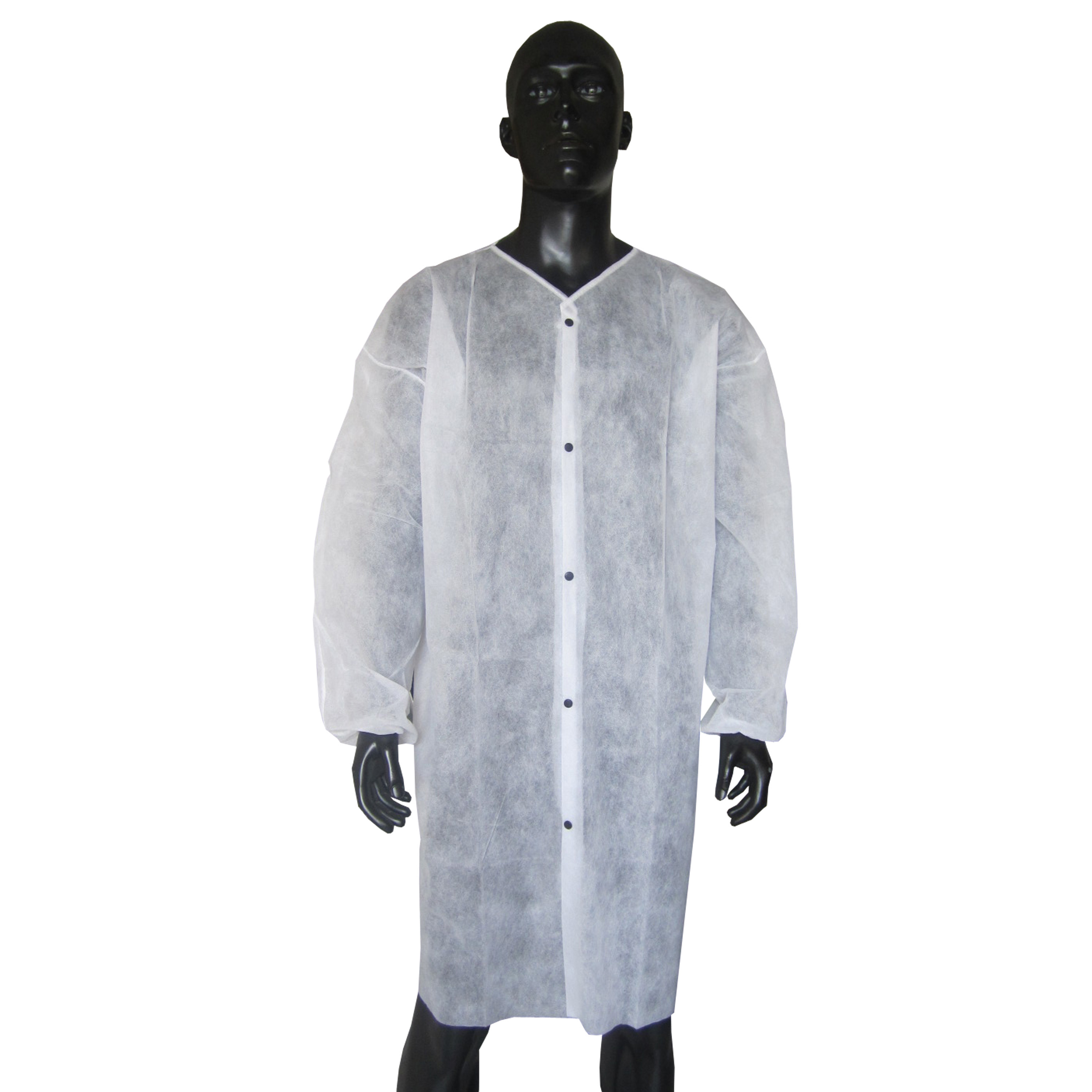 Medical Supply Disposable Lab Coats for Adults. Pack of 10 White Surgical Gowns X-Large. 50 Gsm Polypropylene Lab Coat Men. Non Sterile SPP Lab Gowns with Folded Collar, Knit Wrists, 3 Pockets.