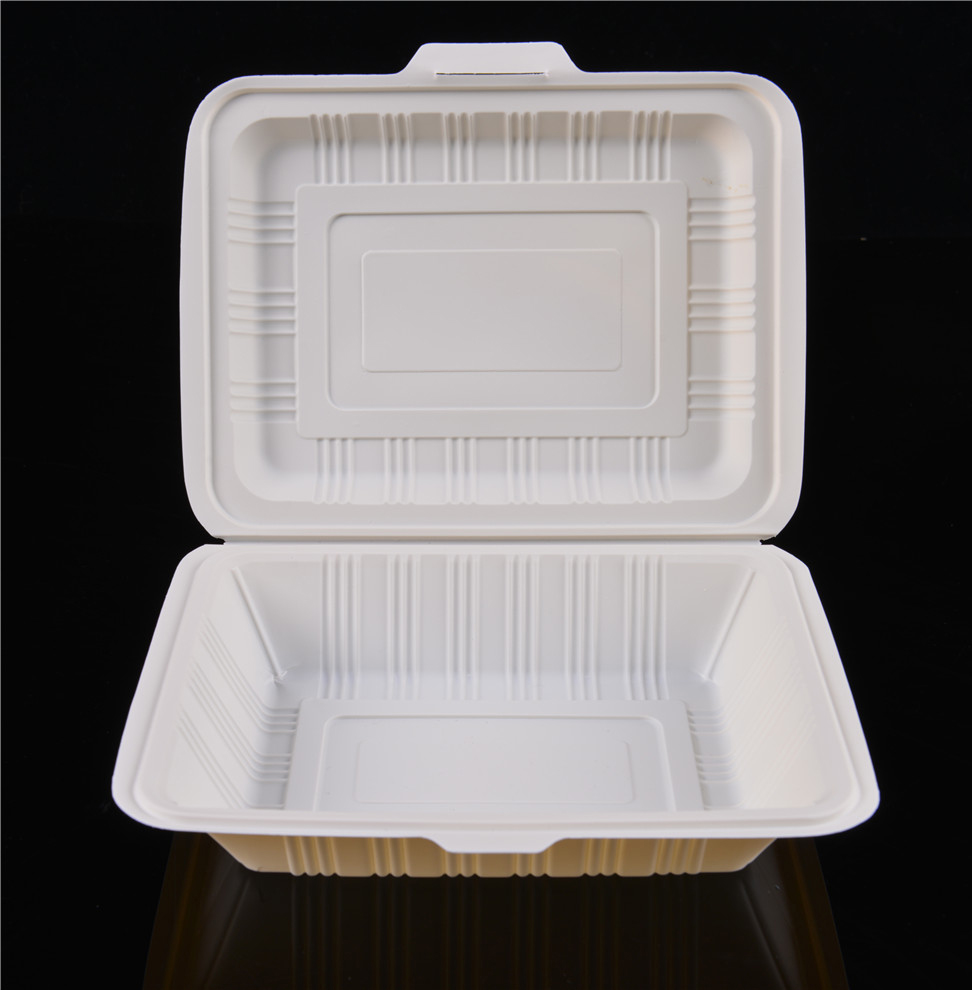 Compostable Degradable Microwavable Cornstarch Material Food Packaging Lunch Boxes/ Food Container Takeout Box with Lid Eco-Friendly