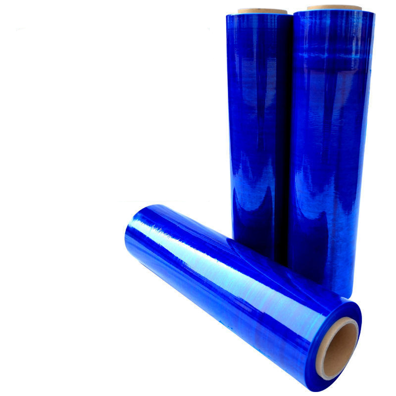 Blue Tinted Stretch Wrap 80 Gauge Plastic Cling Color Hand Stretch Film Rolls for Packaging Moving Packing Pallets