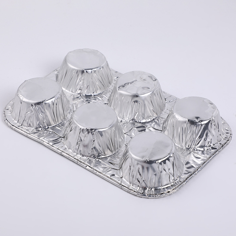 Disposable 6 Muffin Mold Six Compartments Aluminum Foil Egg Tarts Cup Plate Pastry Tray Baking Container Plato De Tarta Aluminio