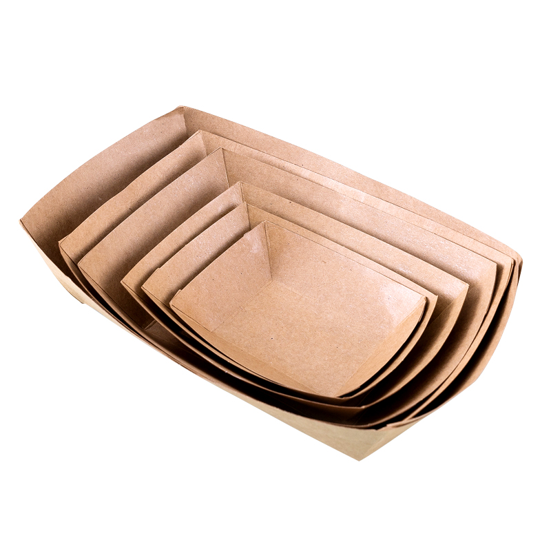 Greaseproof PE Coated French Fries Chip Paper Tray Boat Box Package