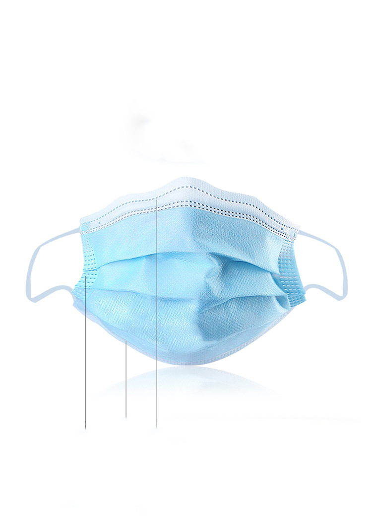 Single Soft Elastic Earloop Mask, 3-Ply Disposable Non-Woven Face Mask, Latex-Free, Hypoallergenic, Fiberglass-Free, Protects Against Pollen, Dust 