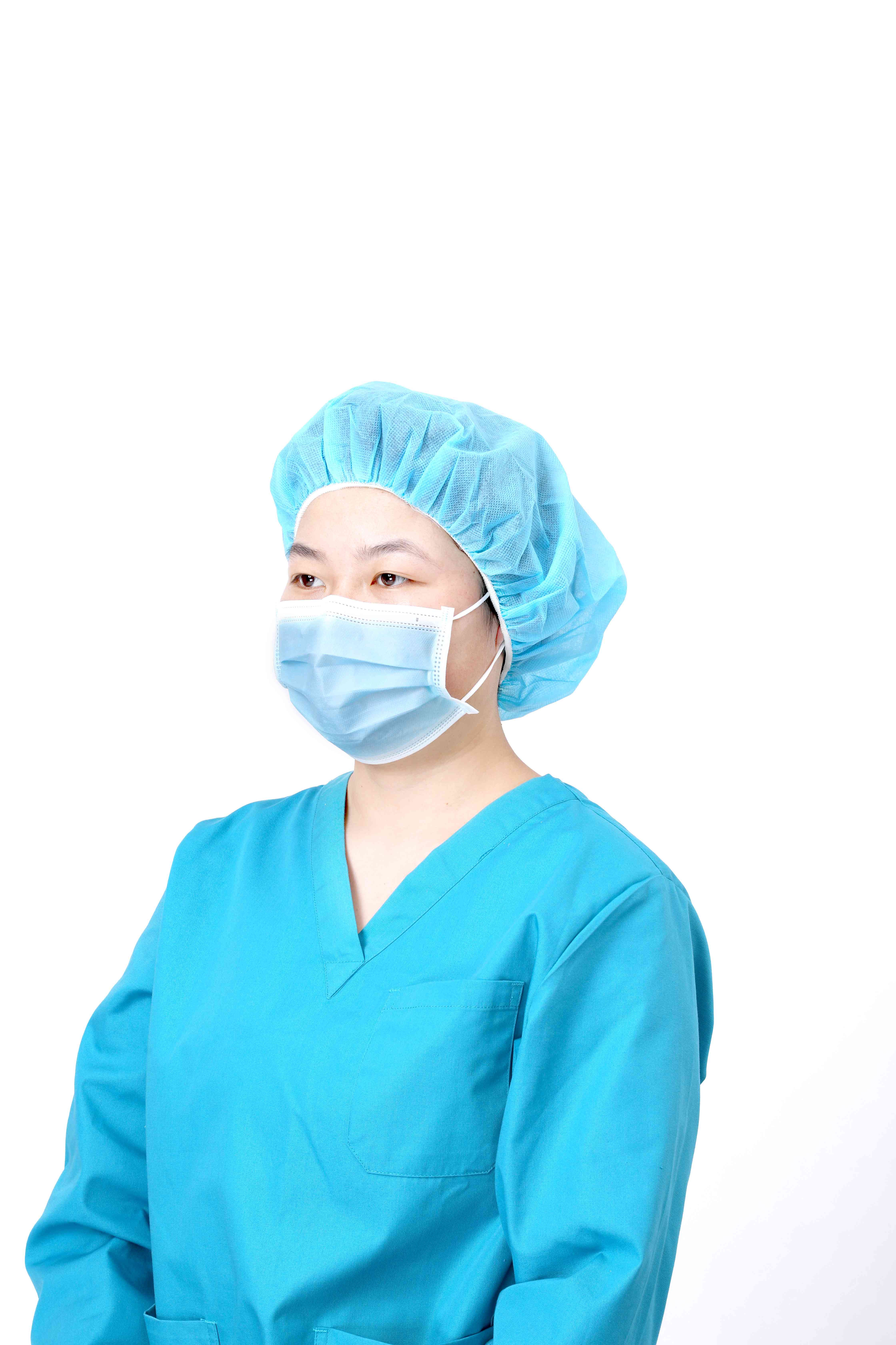 100 pcs (Blue) Disposable Bouffant Caps, Spun-Bounded Poly, Hair Head Cover Net, Non-Woven, Medical, Labs, Nurse, Tattoo, Food Service, Hospital-(21 INCH)