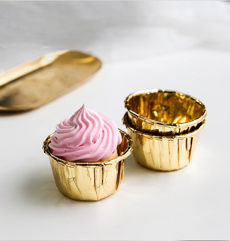 50PCS Custom Cup Gold Silver Cake Liners Cupcake Moulds Baking Cups Made by Food Grade PET Material