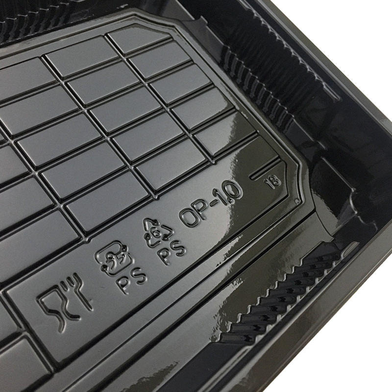 Custom Wholesale Rectangular Serving Bento Takeaway Packaging Takeout Sushi Tray Disposable Plastic Sushi Box with Lid