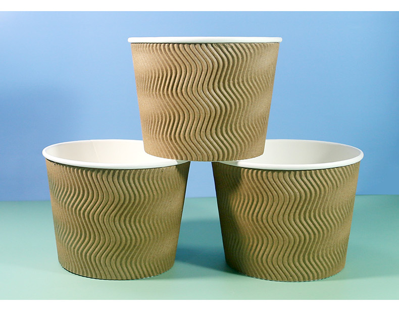 Eco Friendly Disposable Double Ripple Wall Bowl Biodegradable Round Paper Soup Bowl with Lid