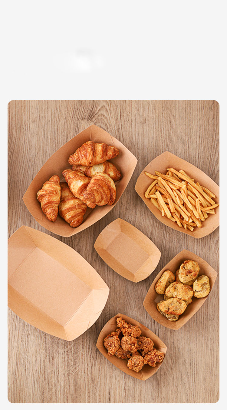 Greaseproof PE Coated French Fries Chip Paper Tray Boat Box Package