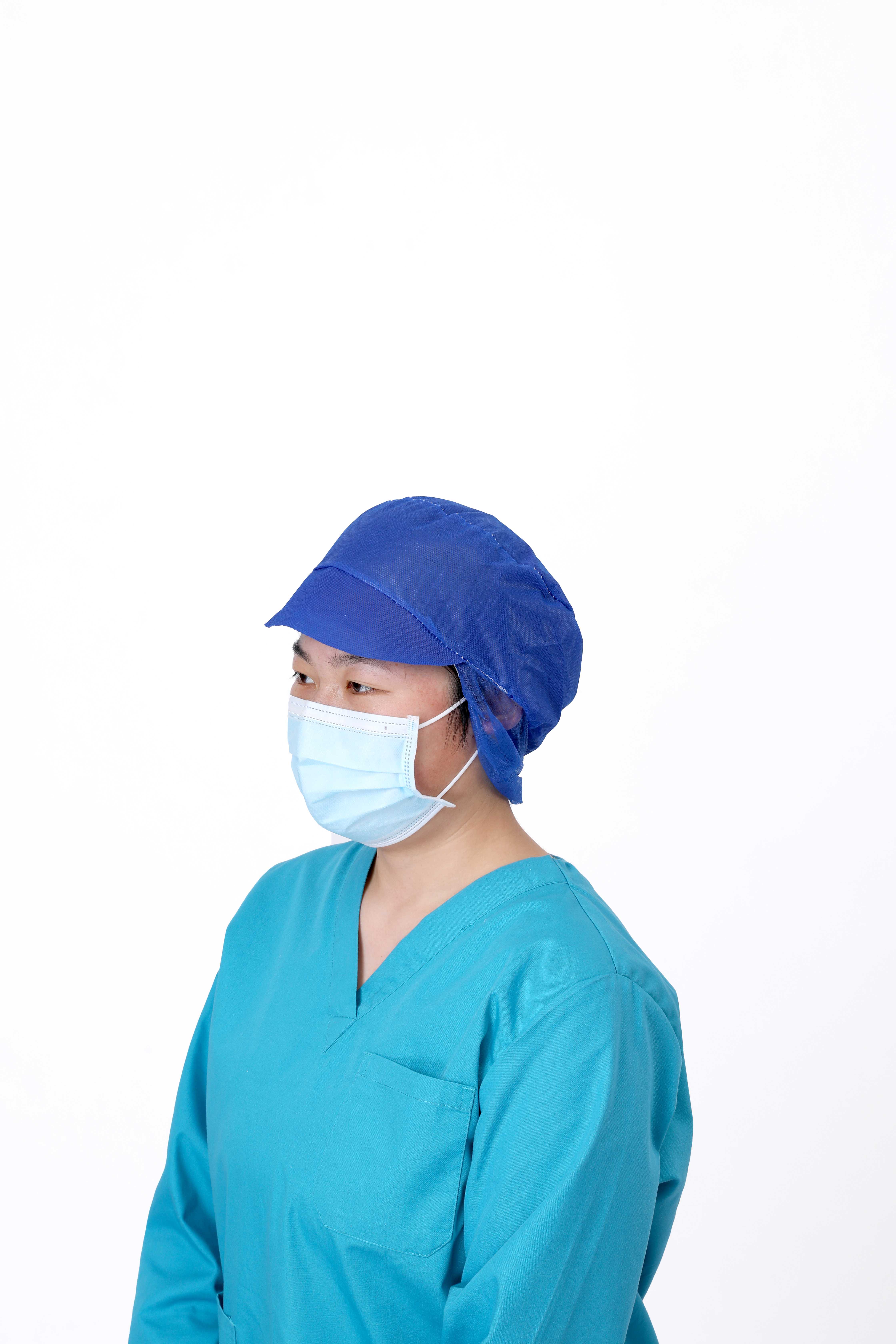 Disposable Nonwoven Peaked Caps Hairnets Unisex Working Hats for Doctor Nurse Food Service Factory 