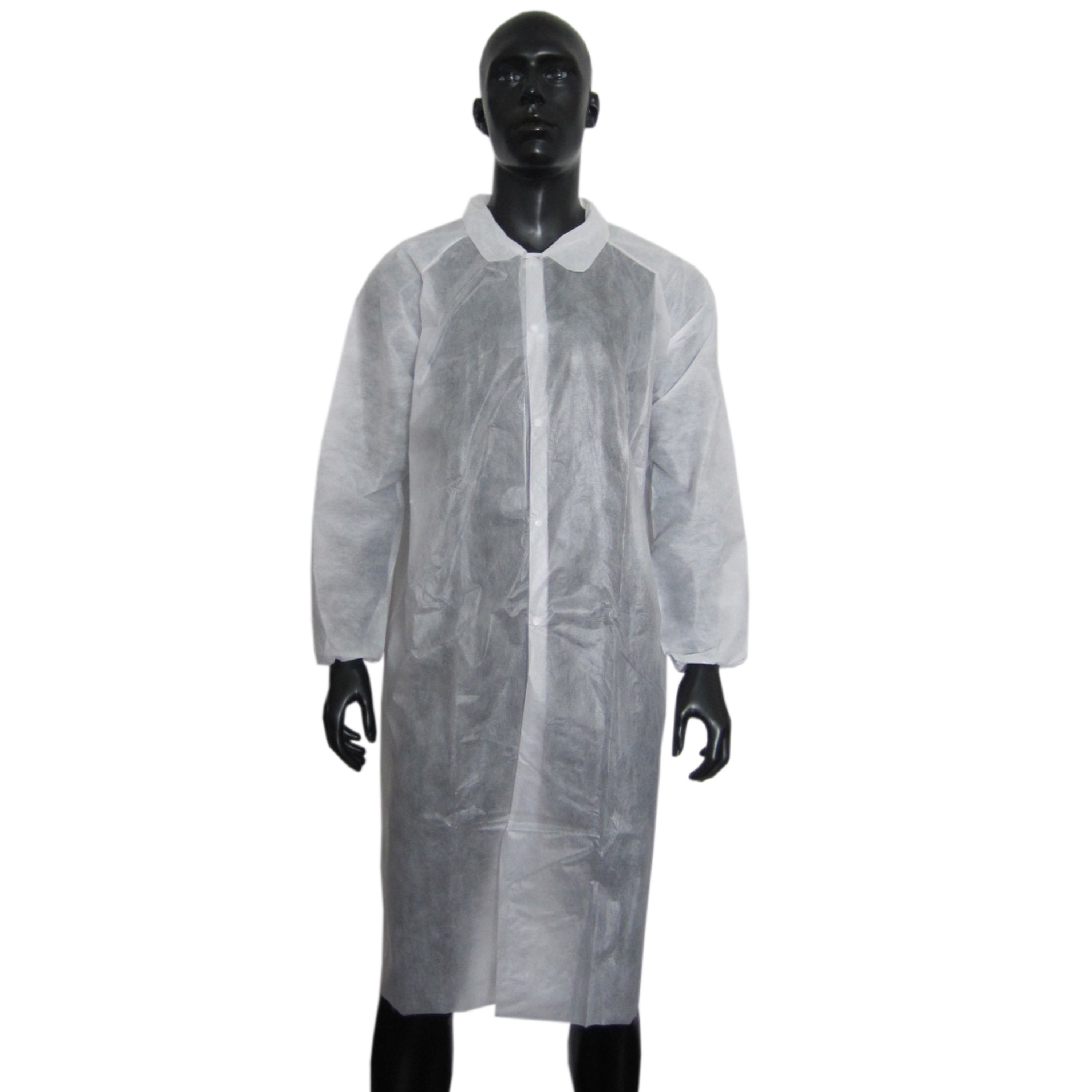 Medical Supply Disposable Lab Coats for Adults. Pack of 10 White Surgical Gowns X-Large. 50 Gsm Polypropylene Lab Coat Men. Non Sterile SPP Lab Gowns with Folded Collar, Knit Wrists, 3 Pockets.