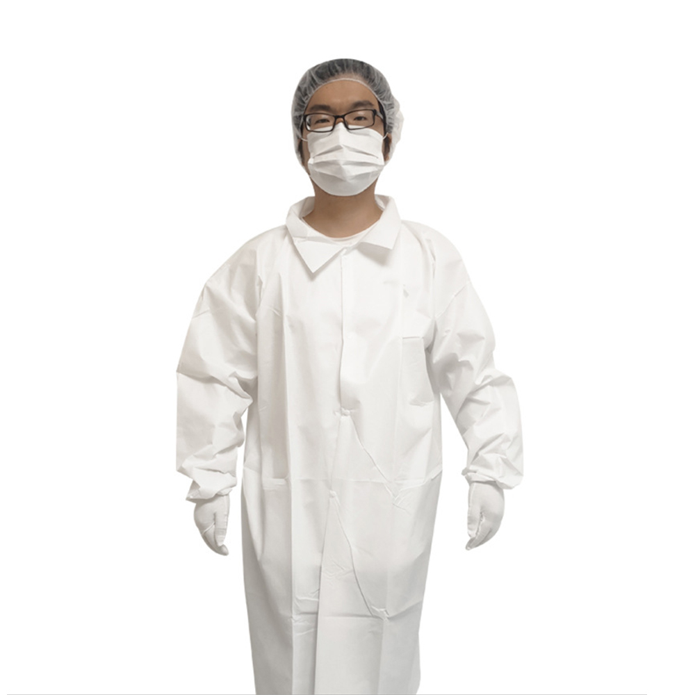 Microporous Film Laminate Liquid And Particle Protection Lab Coat with Chest And Hip Pocket, 3X-Large, White Case