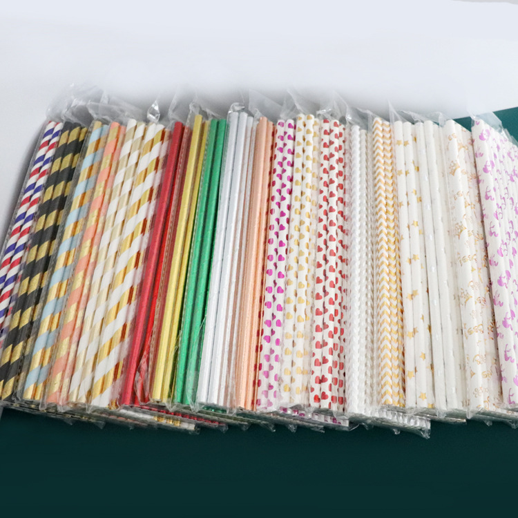 Eco Disposable Bubble Tea Paper Straw Biodegradable Manufacturer Wholesale 12mm*197mm Individually Wrapped Paper Drinking Straws