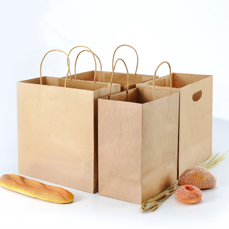 Brown Kraft Paper Bag with Custom Printed Logo And Size Paper Bag Food Package With Handle Cheap Price Shopping Paper Bag