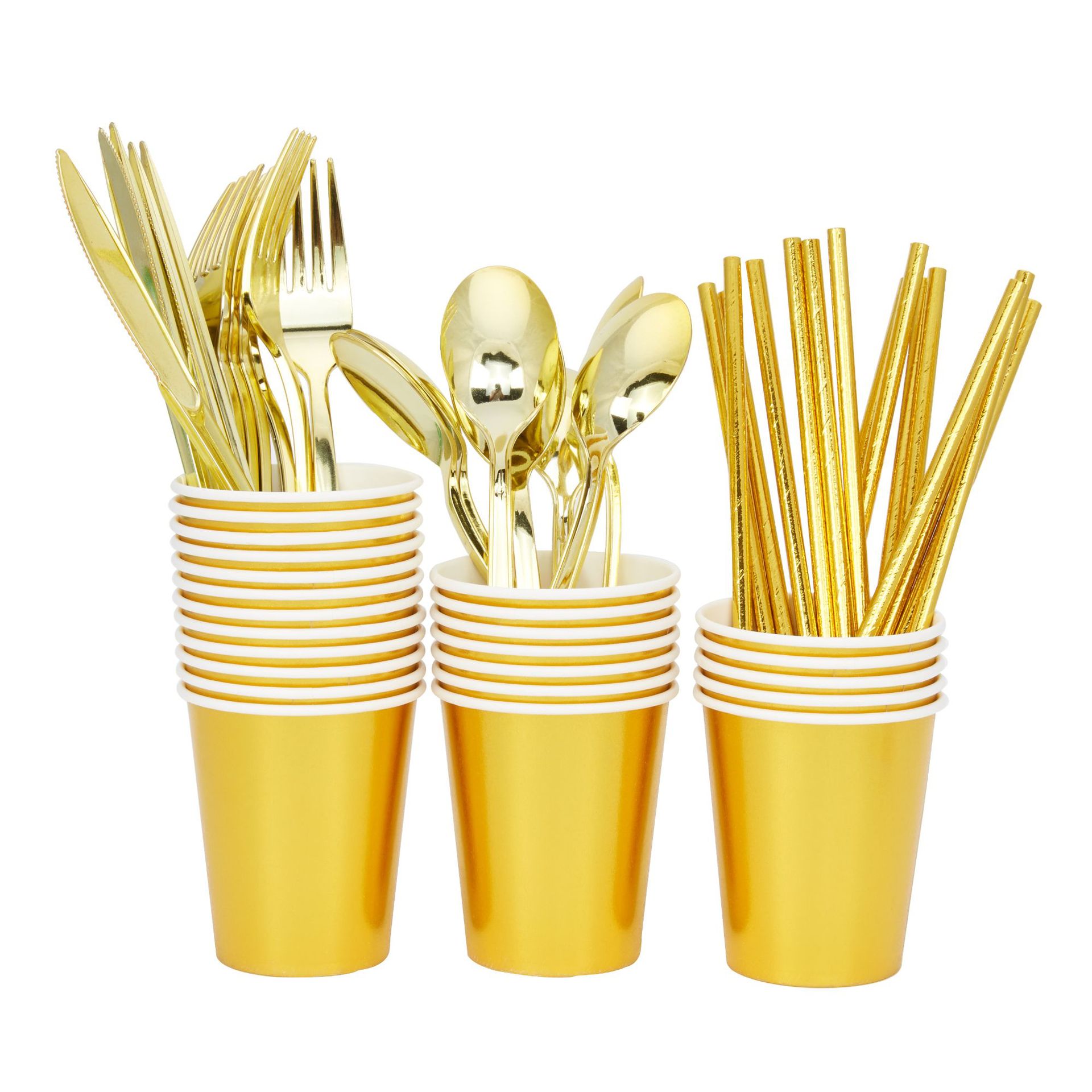 Solid Color Gold-Plated Disposable Party Decoration Dress Up Paper Cup Double-Layer Coated Coffee Milk Tea Paper Cup