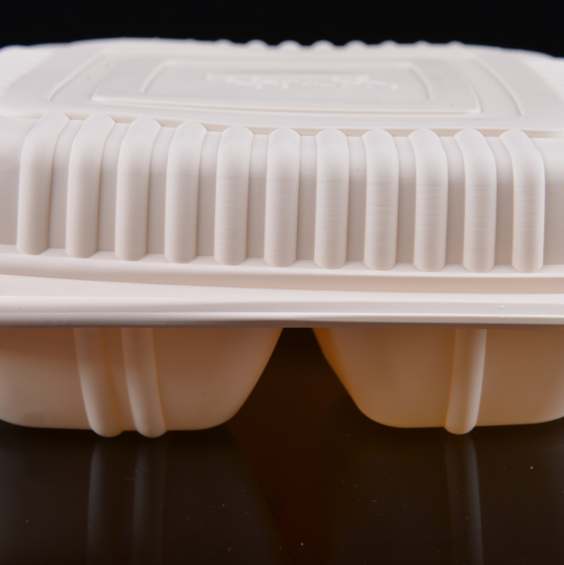 100% Biodegradable Disposable Takeaway 2 Compartment Lunch Box Clamshell