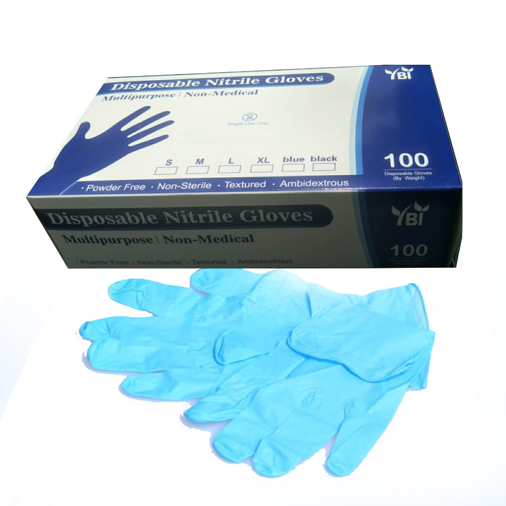 Disposable Nitrile Powder-Free Latex-Free, Chemical Resistant Non Sterile, Food Safe, Nitrile Exam Gloves 