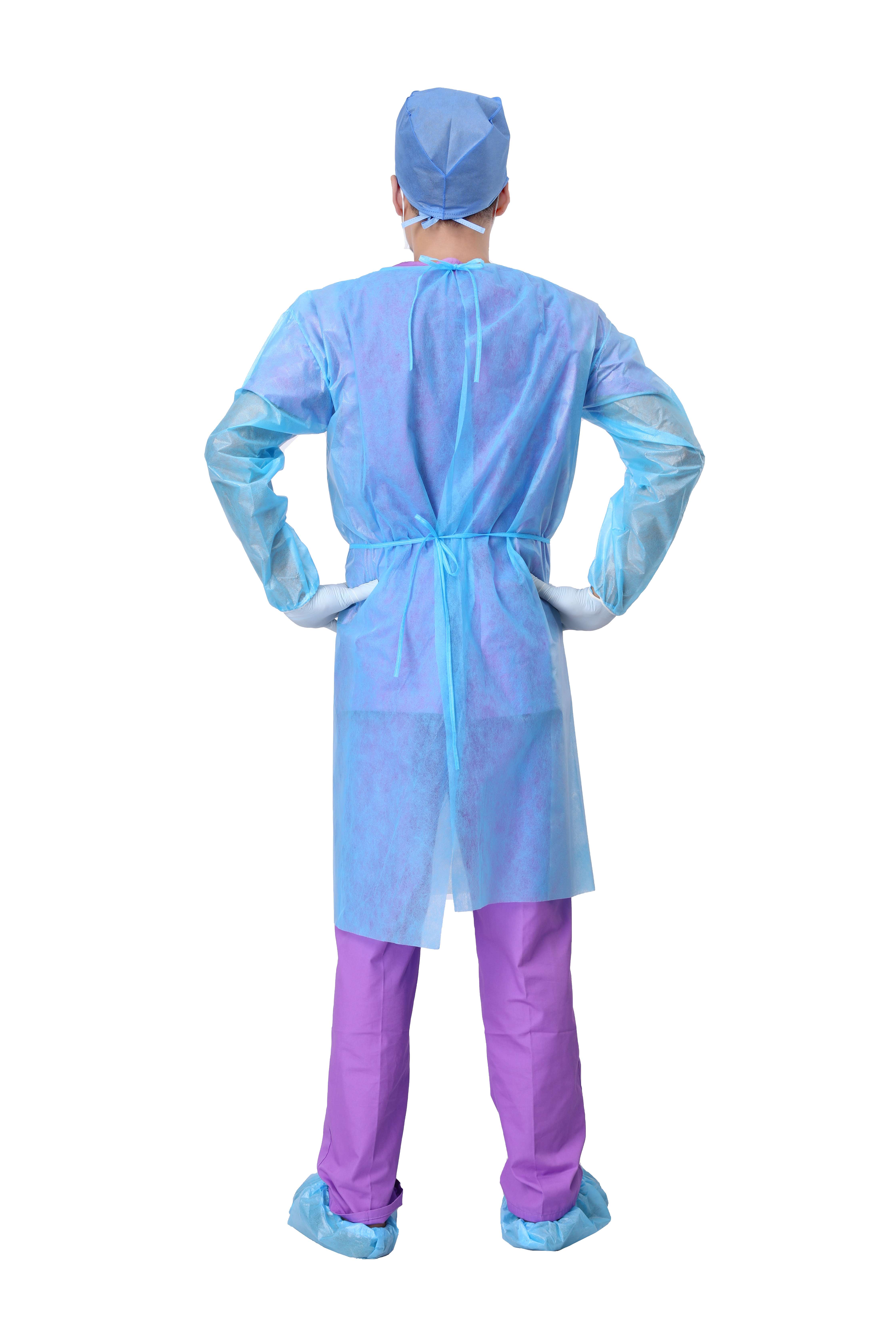 Nobles Universal Size blue Disposable Isolation Gowns - Latex-Free Gown Is Fluid Resistant with Knitted Cuffs - Medical & PPE Gowns - Ideal Safety Protection for Women & Men 