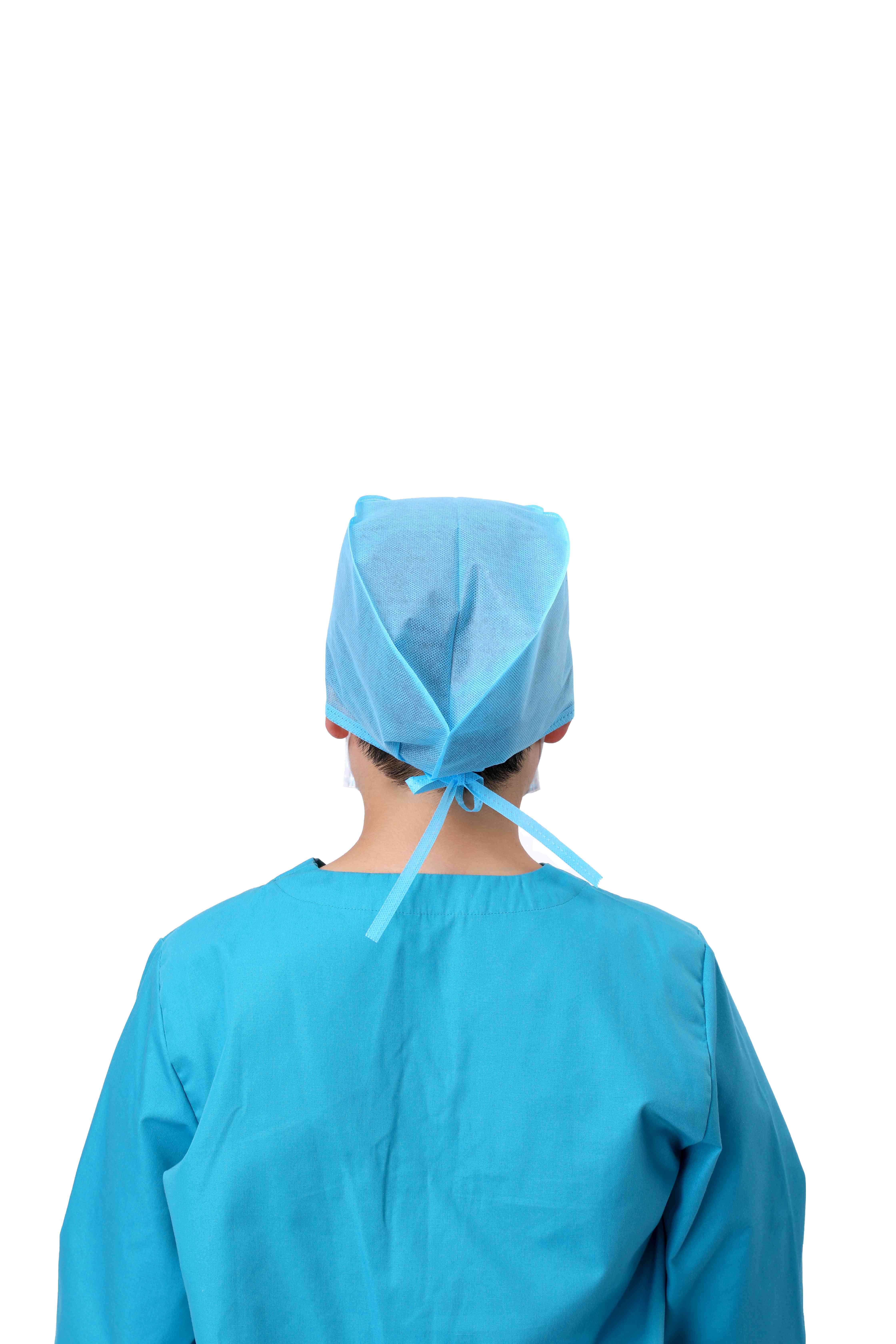 Disposable Working Caps Unisex Blue Surgical Scrub Dental Cap with Adjustable Tie Back