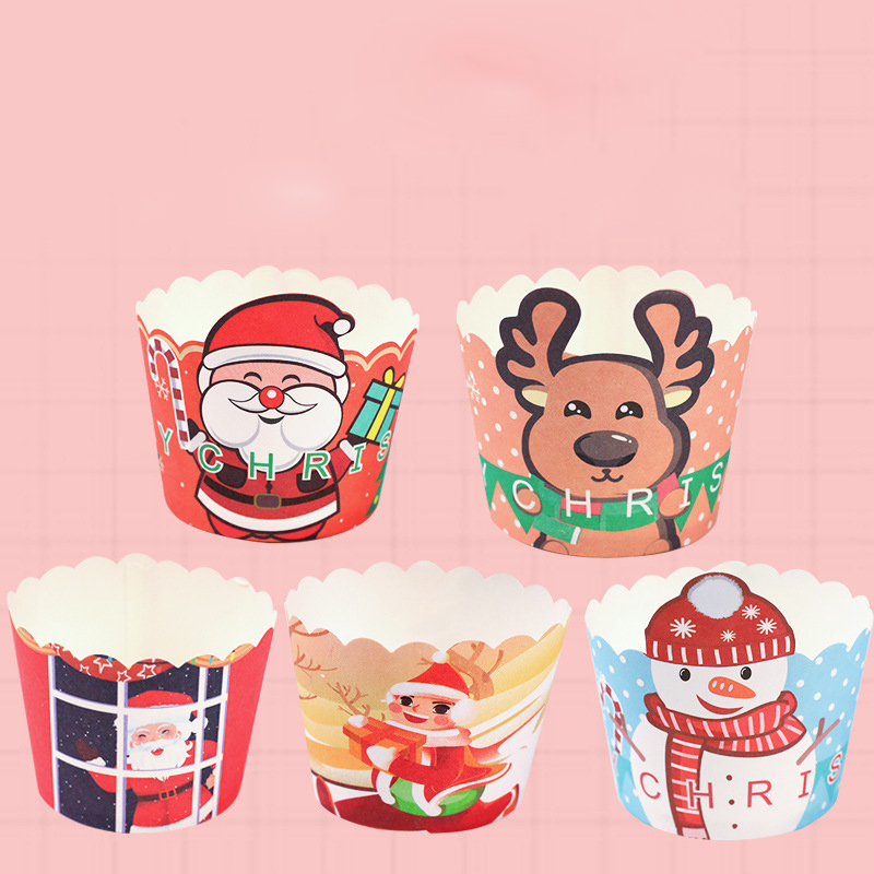 24 PCS/ SET Christmas Paper Cake Cup Cooking Decorations Tools Party Cupcake Liner Baking Cake Cup Surround 