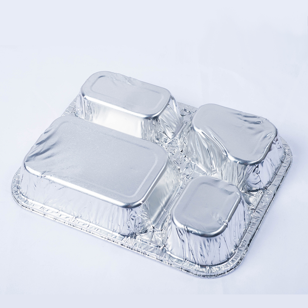 Food Grade Aluminum Tray 3 Compartment Aluminum Foil Container