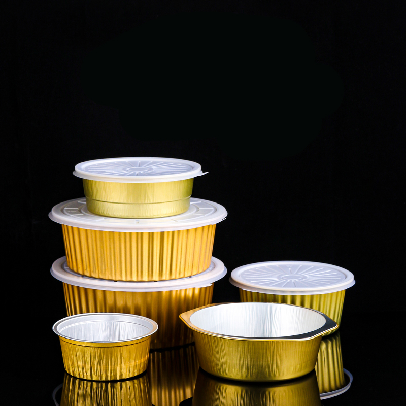 Disposable Sealing Lids Round Gold Foil Aluminum Bowl For Container Food With Lid