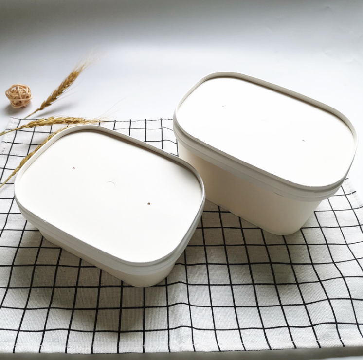 Eco Friendly Waterproof And Oil 100% Compostable Square Rectangular Salad Bowls With Lid