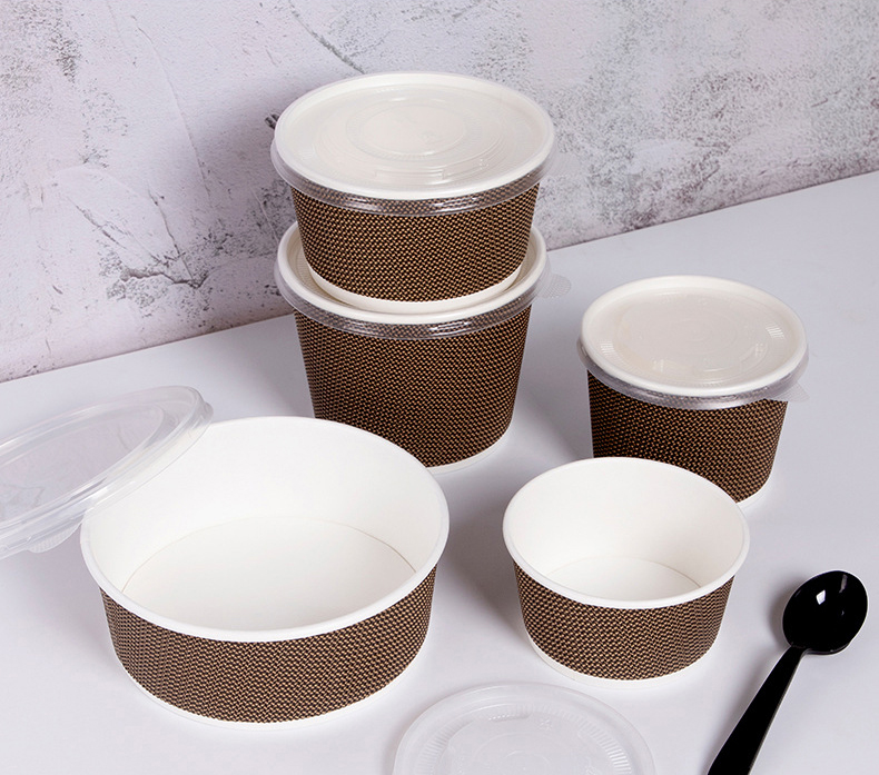 Direct Selling Ripple Wall Double Layer Kraft Paper PE Coating Soup Bowl