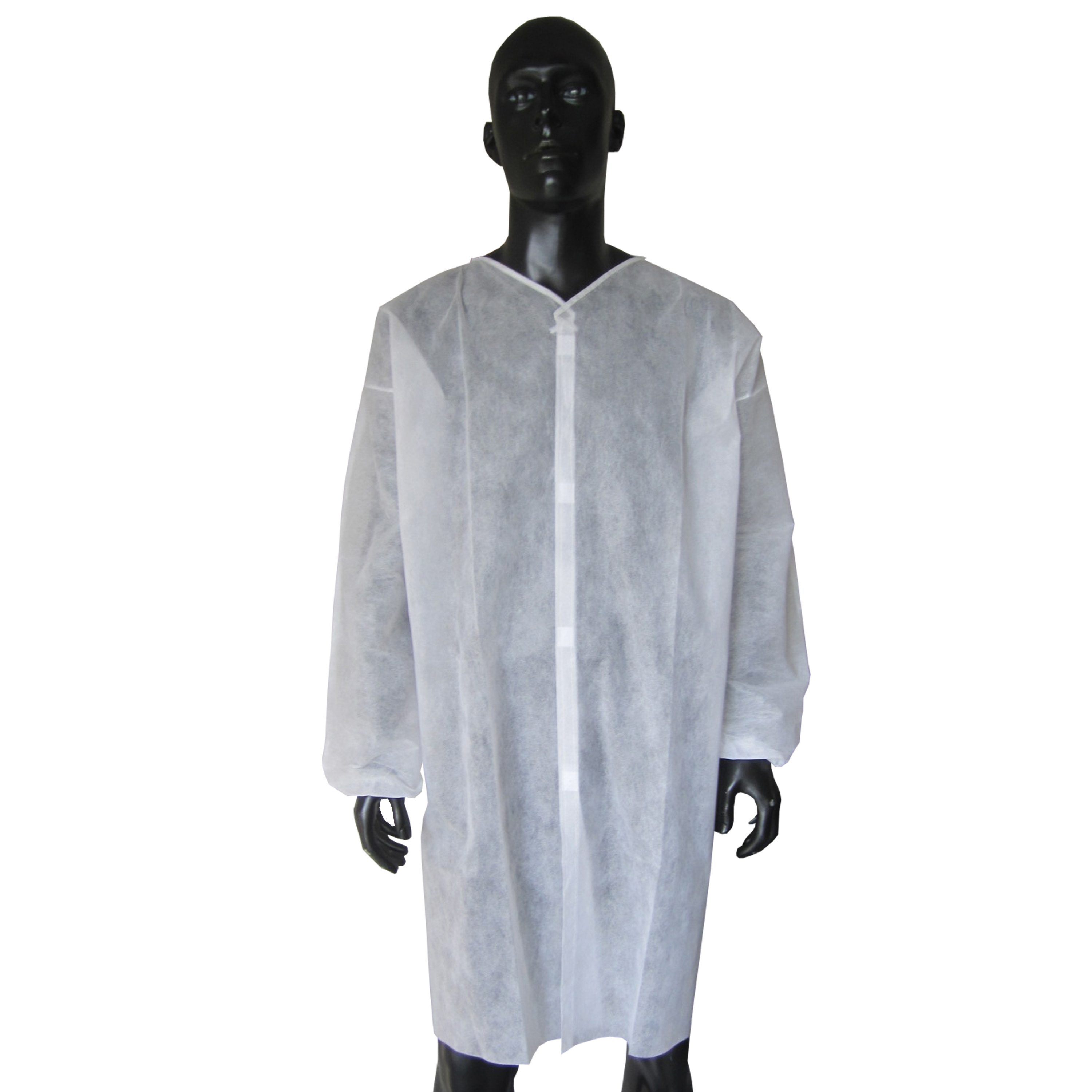 Medical Supply Disposable Lab Coats for Adults. Pack of 10 White Surgical Gowns X-Large. 50 Gsm Polypropylene Lab Coat Men. Non Sterile SPP Lab Gowns with Folded Collar, Knit Wrists, 3 Pockets.