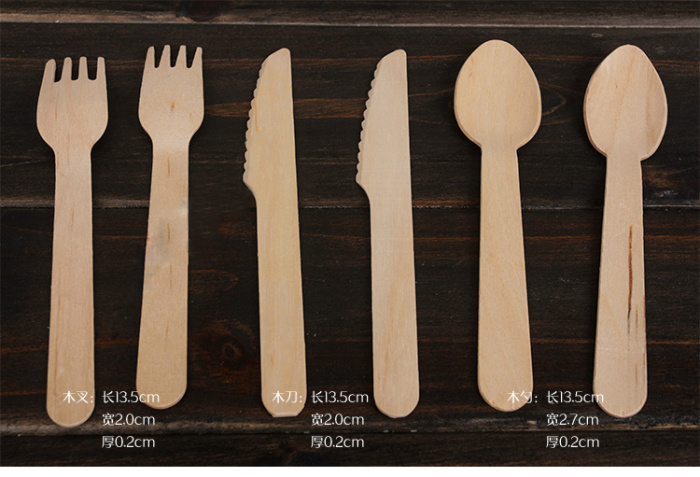 Wooden Disposable Cutlery Kit Bamboo Cutlery Utensil Spoon Fork Knife Napkin Straw Chopsticks in Set