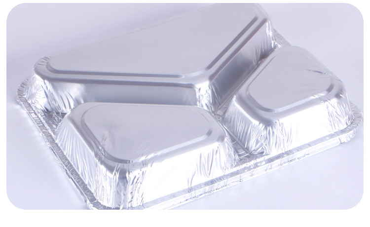 Food Grade Aluminum Tray 3 Compartment Aluminum Foil Container