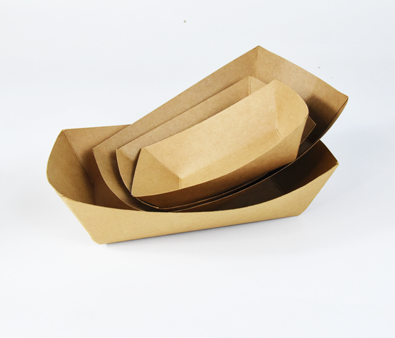 Eco Friendly Disposable Bread French Fries Chip Paper Tray Boat Box Package