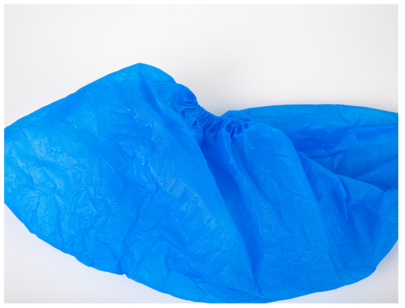 Blue Disposable PE Plastic Waterproof Dustproof Clear Shoe Covers with Rubber Elastic Cord Shoe Wraps Bags Boots Overshoes for Home Lab Exhibition Hall Rainy Days