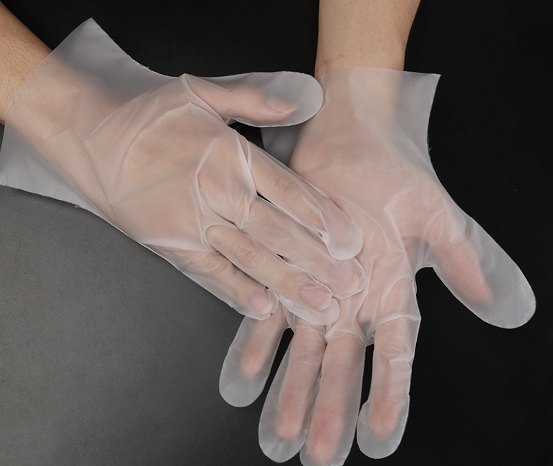 Stretchable Plastic Care Plus Powder Free Hybrid Food Safe Disposable TPE Hybrid Food Service Gloves 