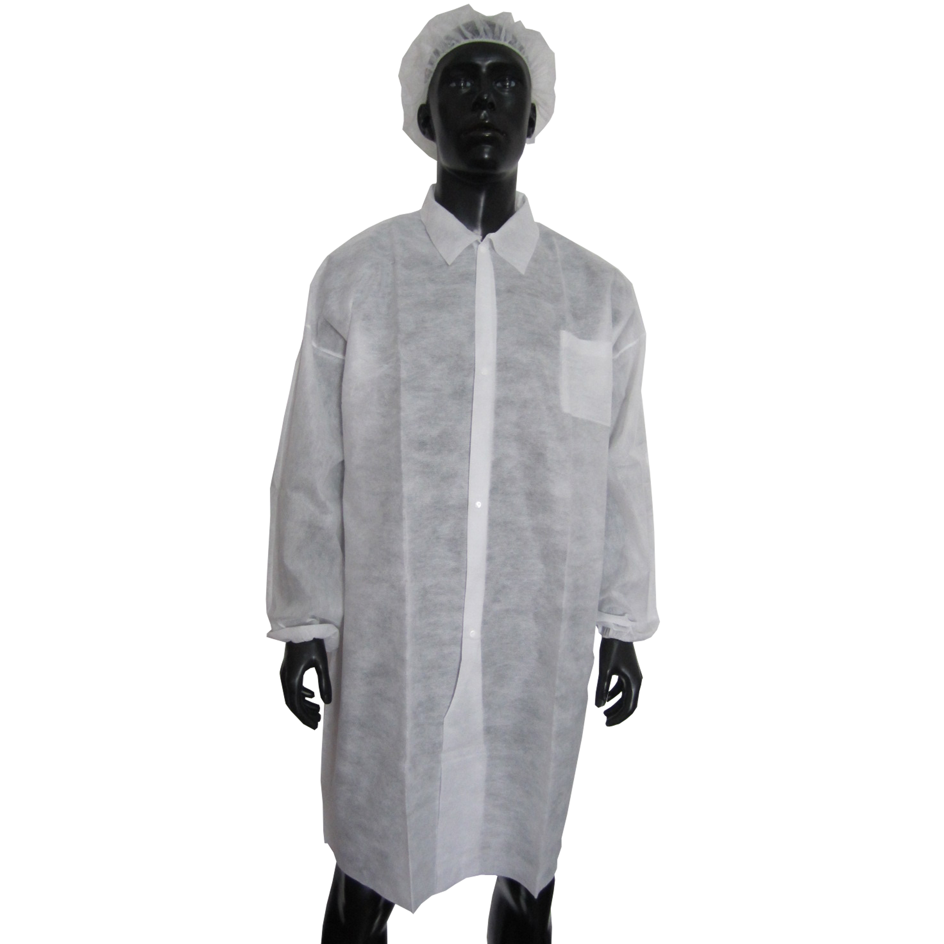 Medical Supply Disposable Lab Coats for Adults. Pack of 10 White Surgical Gowns X-Large. 50 Gsm Polypropylene Lab Coat Men. Non Sterile SPP Lab Gowns with Folded Collar, Knit Wrists, 3 Pockets.