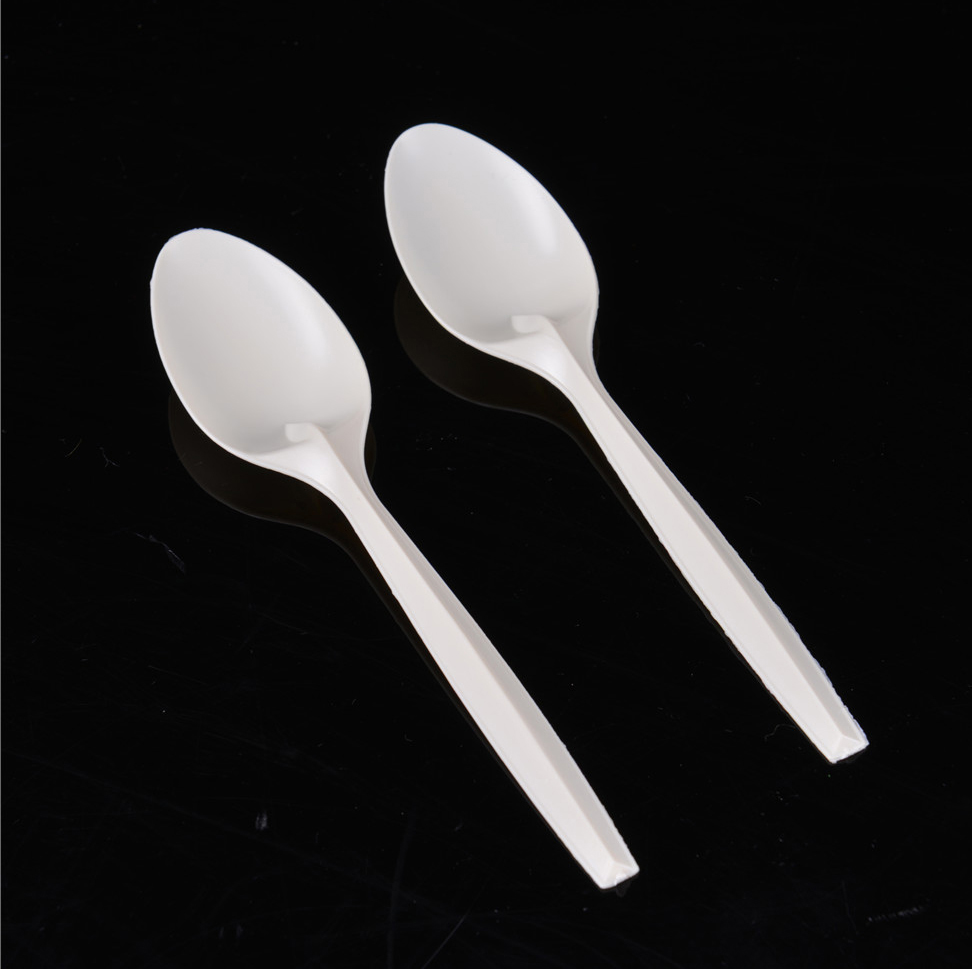 Biodegradable Bio Degradable Disposable Cornstarch Corn Starch Plastic Soup Spoon Fork Knife PSM Cutlery Set 