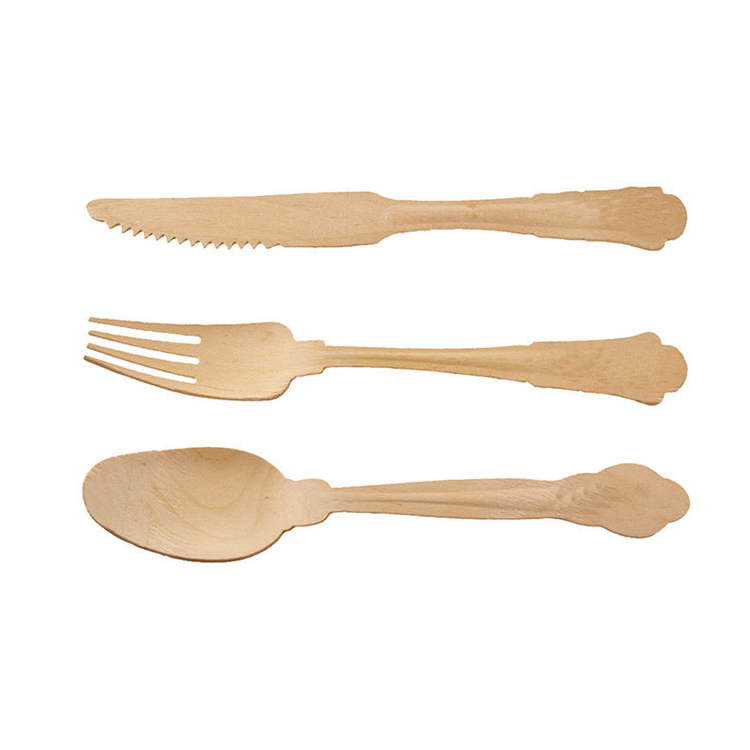 Wooden Disposable Cutlery Kit Bamboo Cutlery Utensil Spoon Fork Knife Napkin Straw Chopsticks in Set